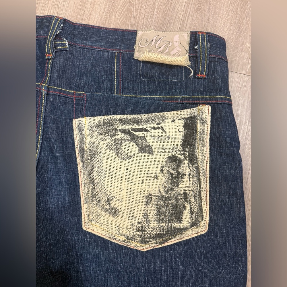 Makaveli Men's Dark Blue Straight Jeans Sz 38x34 Tupac Shakur Hip Hop